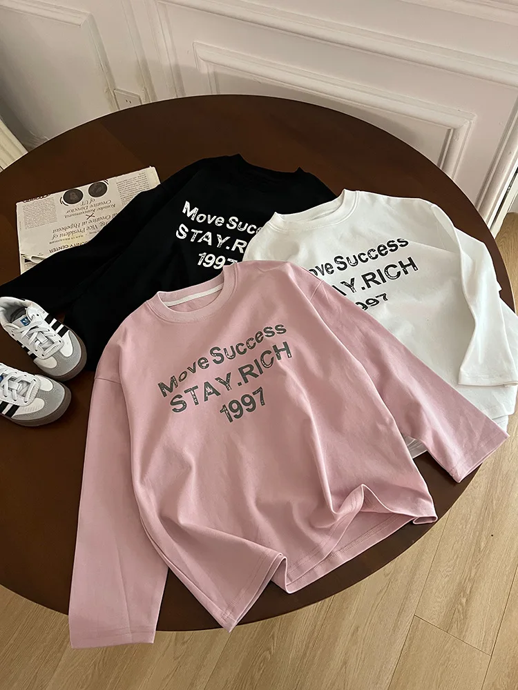 

2-13T spring autumn children kids boys girls casual cotton loose long sleeve T shirt