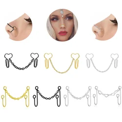 1PC Nose Chain for Double Fake Piercing Fashion Gold Color Cuff Nostril None Pierced Fake Nose Cuff Nose Ring Body Jewelry