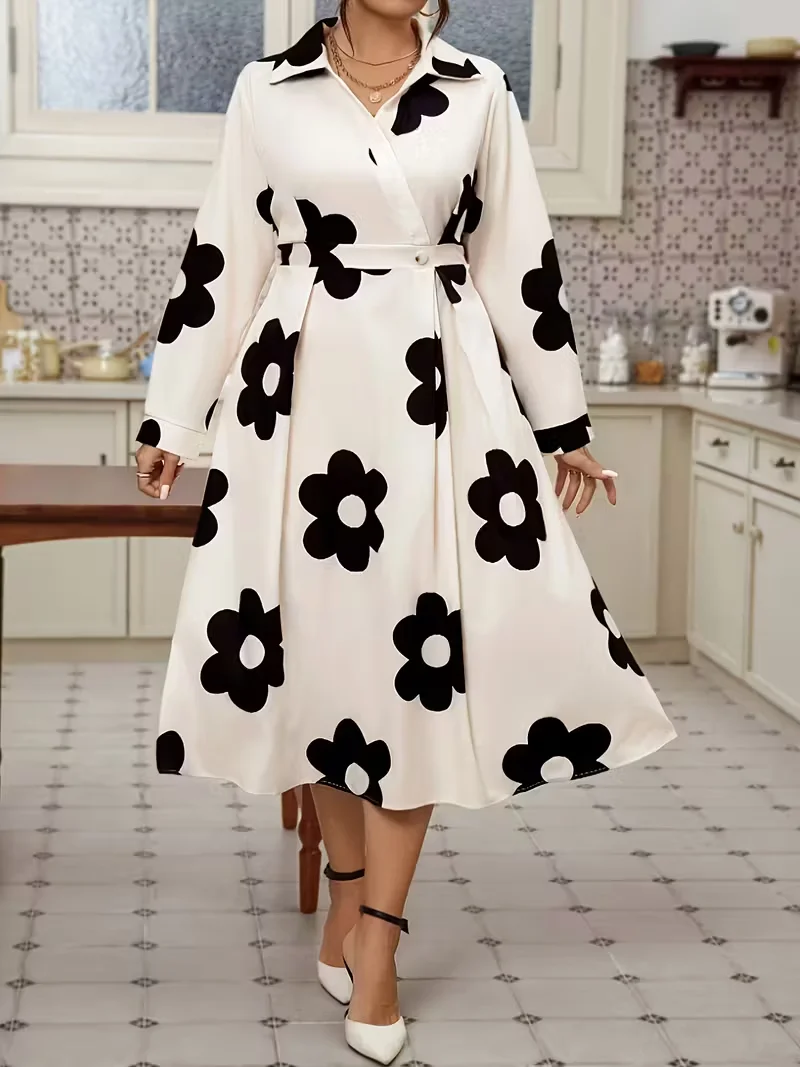 فساتين نسائية كاجوال ماكسي منقطة سادة رقبة على شكل V بدون أكمام وأكمام قصيرة فستان طويل مع جيوب #1