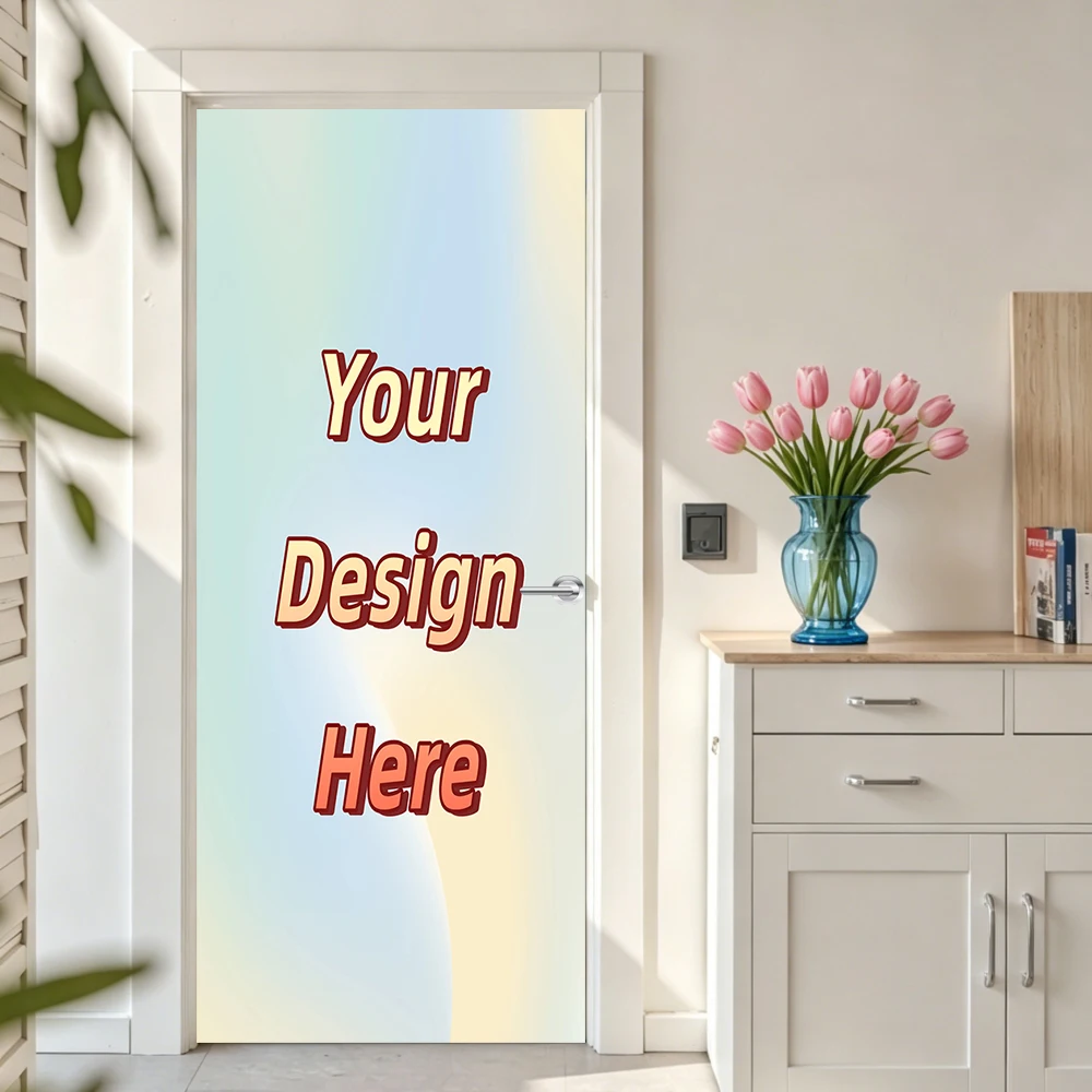 Custom Personalized Wrap Door Sticker, Your Own Design Photo Print Decal Self‑Adhesive Vinyl Door, Refrigerator, Cabinet Decals