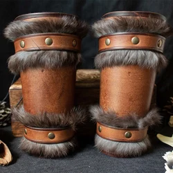 2 sztuk Steampunk średniowieczne rękawiczki na ramię PU skórzana zbroja Bracer mężczyźni naramienniki samurajski rycerz opaska na nadgarstek Cosplay kostium sceniczny rekwizyty