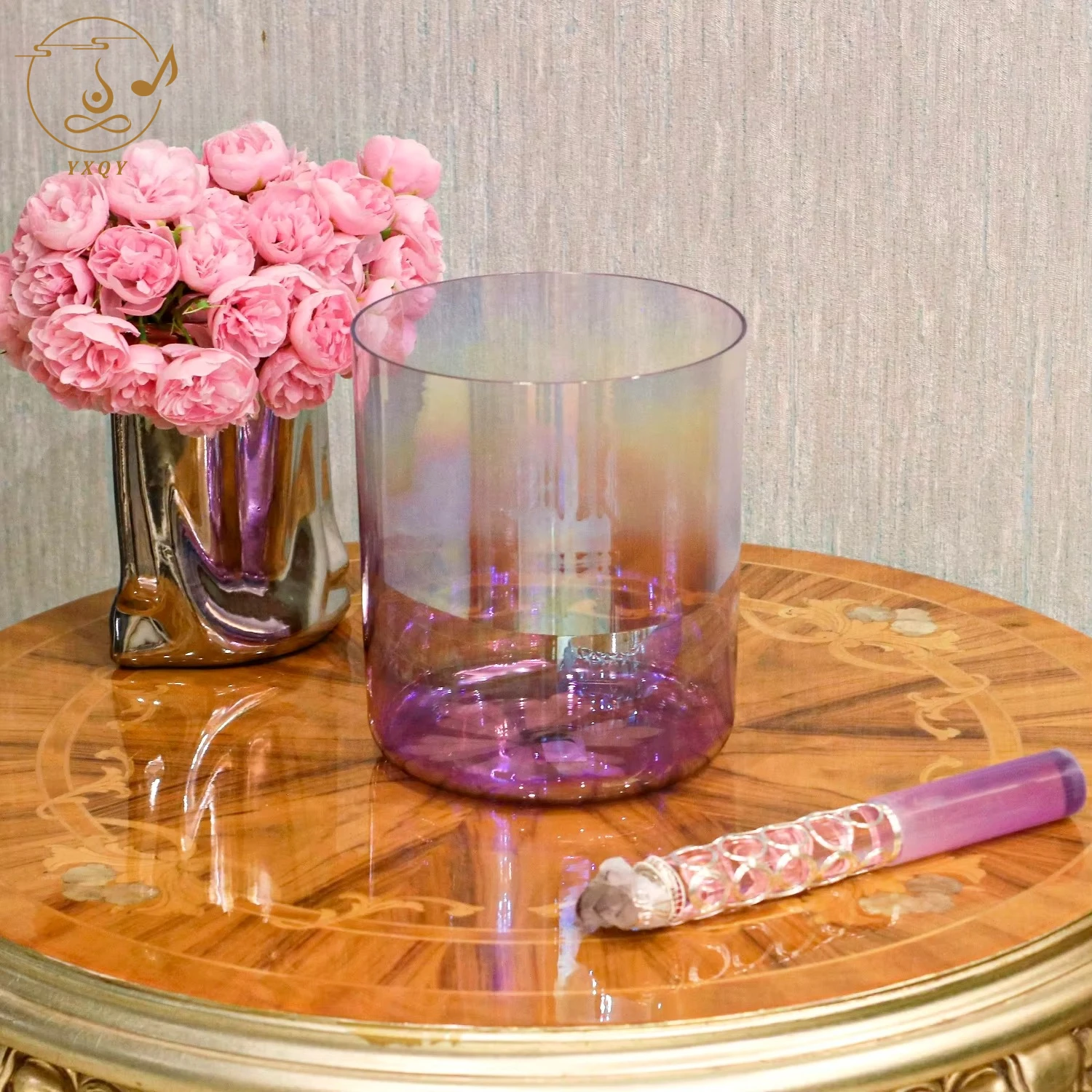 YXQY Classic Seven Chakras Purple Crystal Singing Bowl Sets Meditation Alchemy Bowls Source Manufacturer