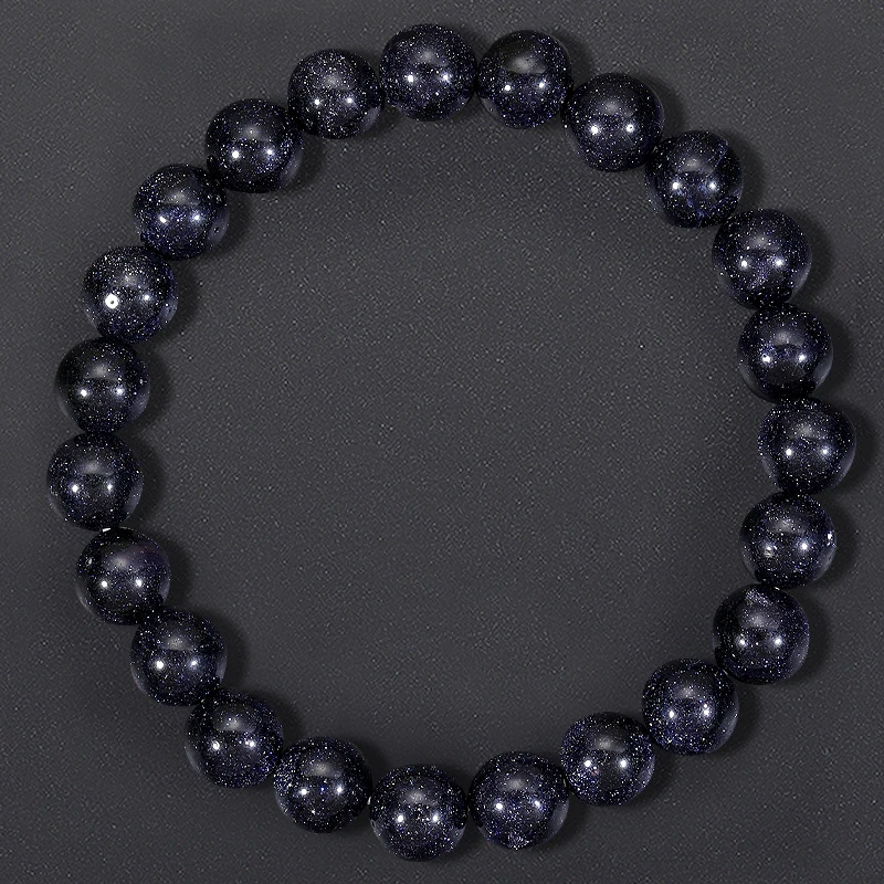 8mm Blue Sand stone Beads Bracelet for Women Men  Sky Radiance Blue Sand Stone Elastic Rope Round Beaded Bracelets Accessories