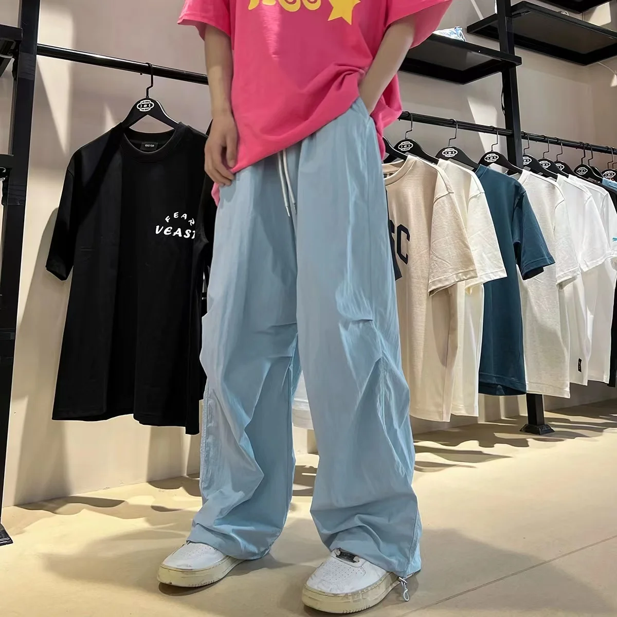 Damenmode, lange Damenhose mit Kordelzug, Damen-Arbeitshose im europäischen und amerikanischen Stil, voll passende High-Street-Sporthose