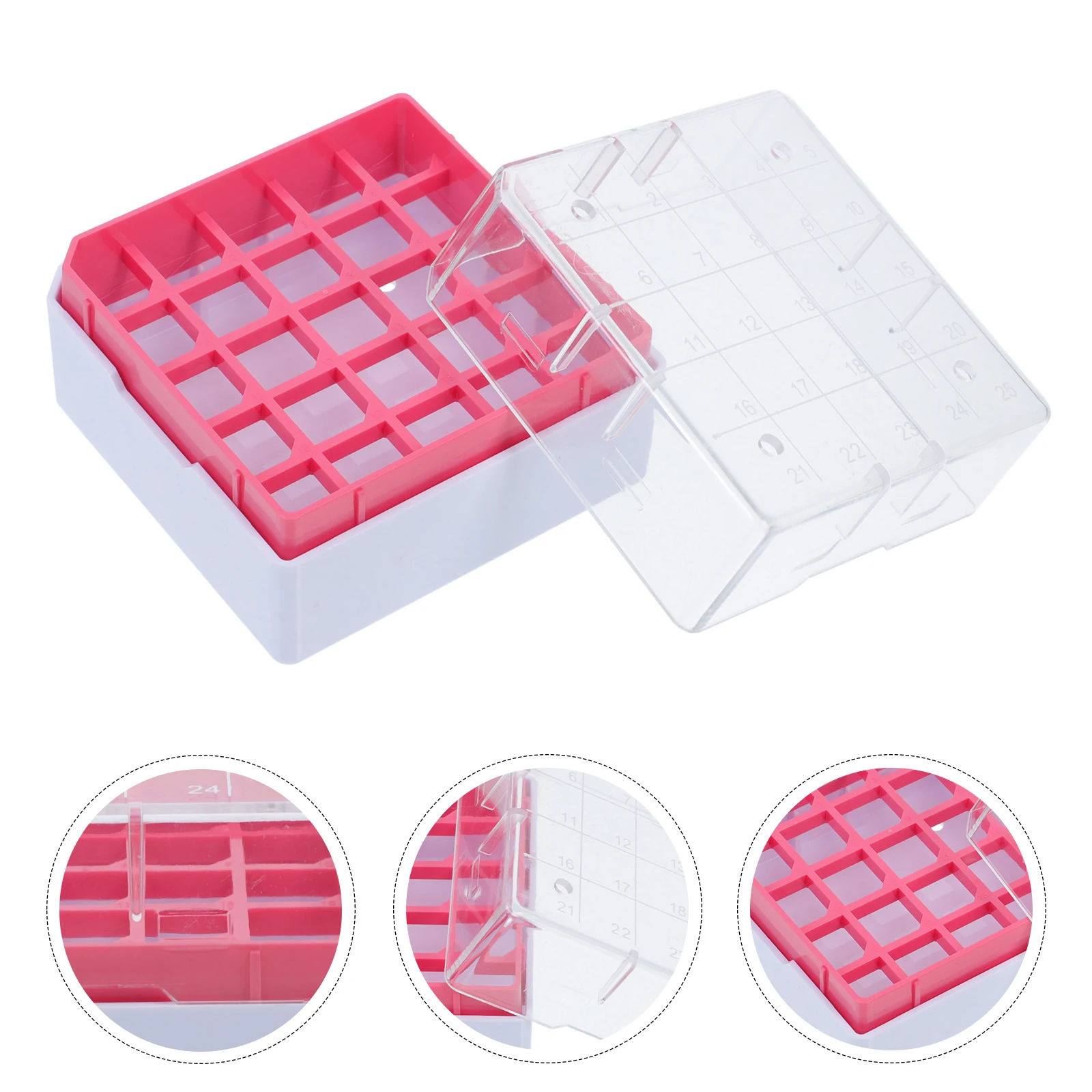 

Cryogenic Freezer Box 25-Compartment Plastic Container for Cryovial Tube Rack Vial Holder Test Tube Display