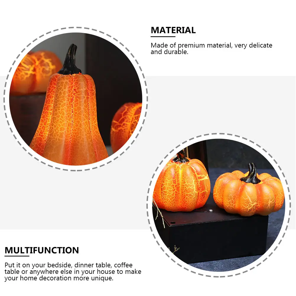 

2 Pcs Pumpkin Lantern Ornament Halloween Decorations Lighting Led Orange Pumpkins Resin Lights Unique