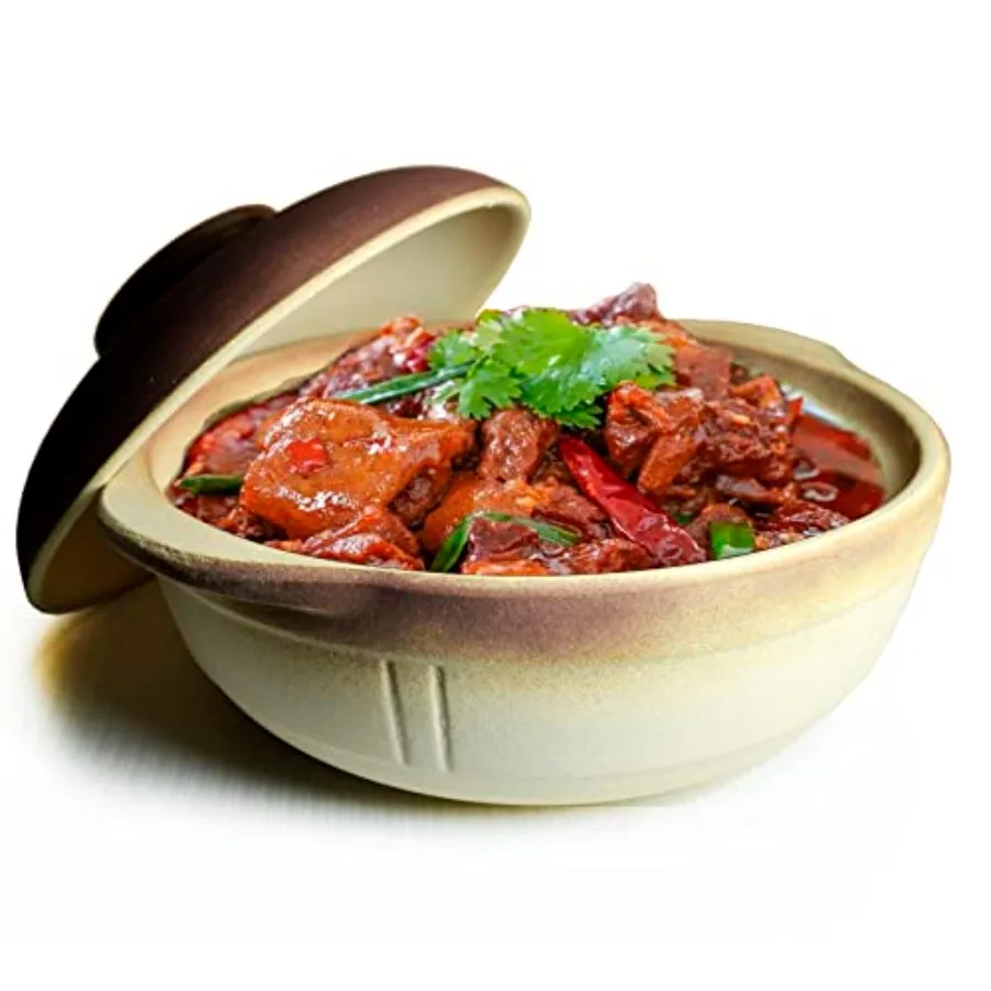 

Casserole Bowls French Onion Soup Crock Retro Clay Pottery with Lid Cooking Soup Shaguo