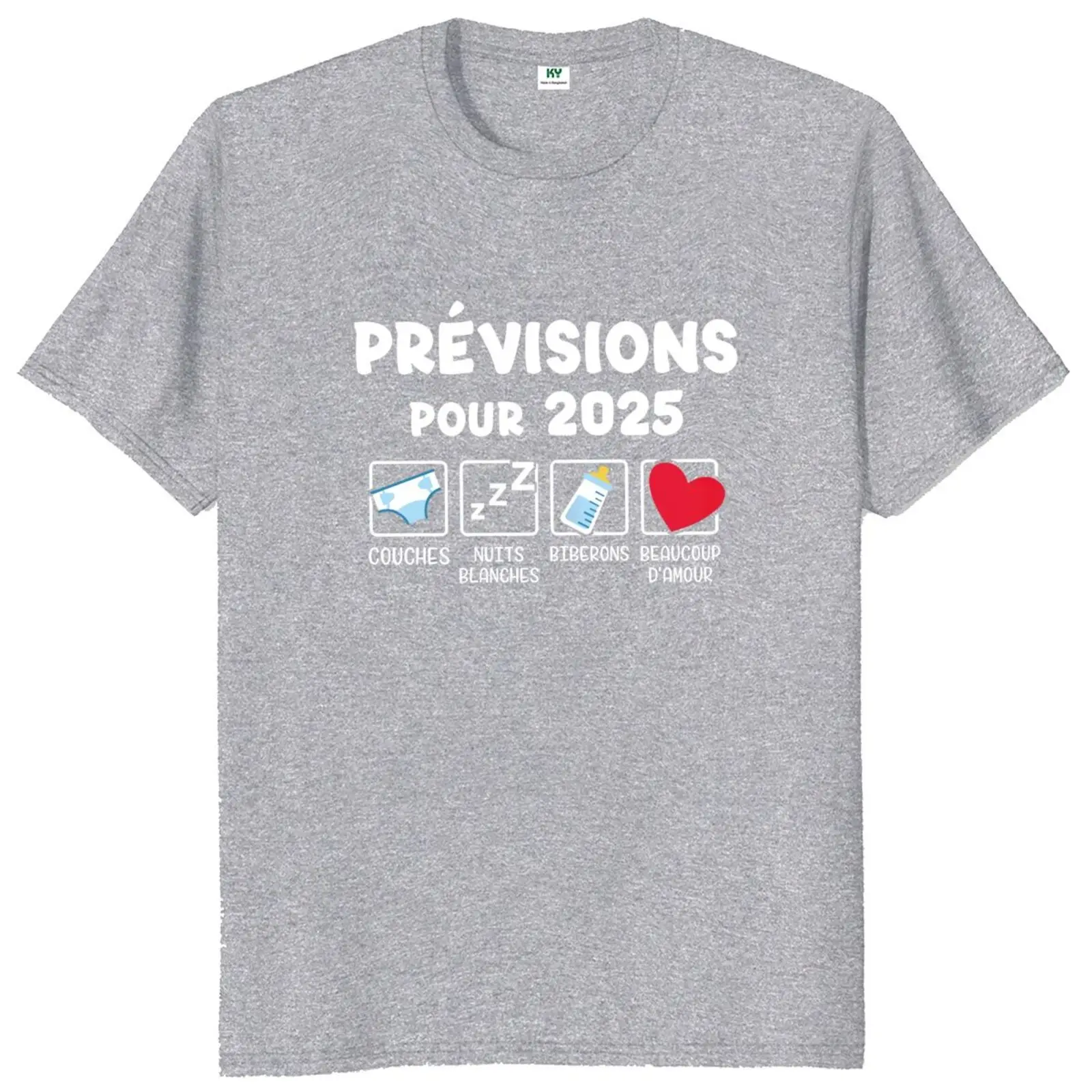 Baby Announcement Pregnancy 2025 T Shirt Funny French Prediction Future Dad And Mom Gift Tops 100% Cotton Soft Unisex T-shirts