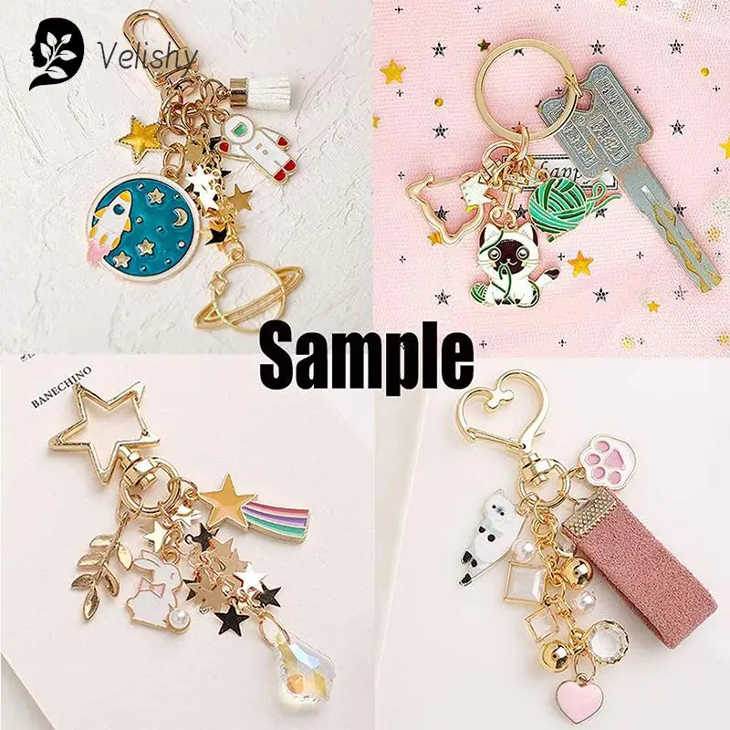 10pcs New Star Hollow Key Chain Key Ring keychain DIY Accessories Lobster Clasp