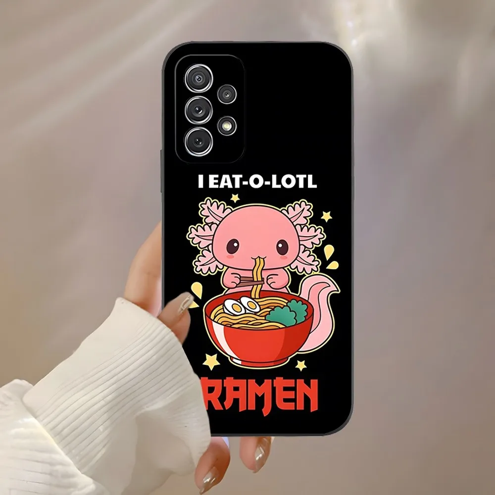 Axolotl and Ramen Phone Case for Samsung S23 Ultra S24 S22 S20 Fe S21 Plus Galaxy A54 A34 A24 A53 M54 Note 20 Back Cover