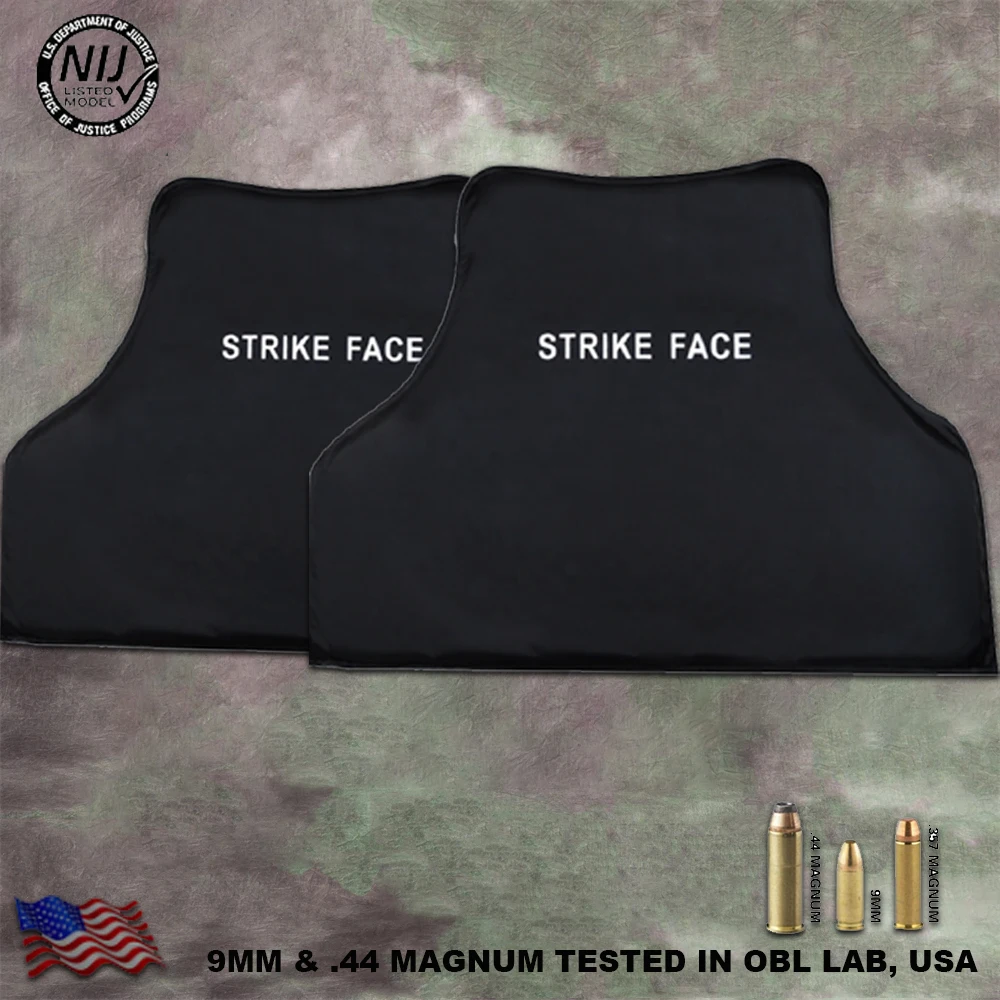 2Pieces Front And Back BulletProof Plate NIJ Level IIIA 3A 9mm&.44 PE Soft Inserts Body Protection Tactical Ballistic Side Panel