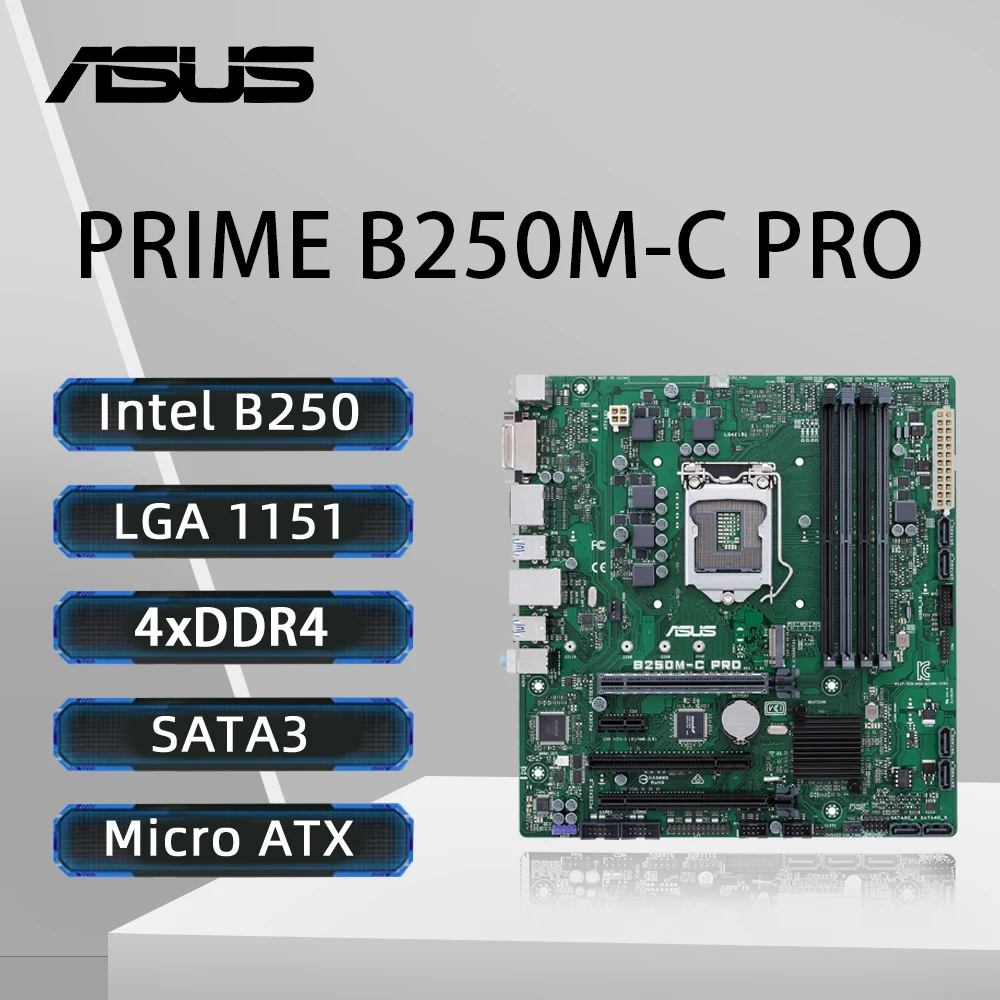 ASUS PRIME B250M-C PRO Motherboard Support i7 7700K 6700K i5-7600K 6500 i3-7350K 6300 CPU LGA1151 DDR4 2400MHz HDMI M.2 mATX
