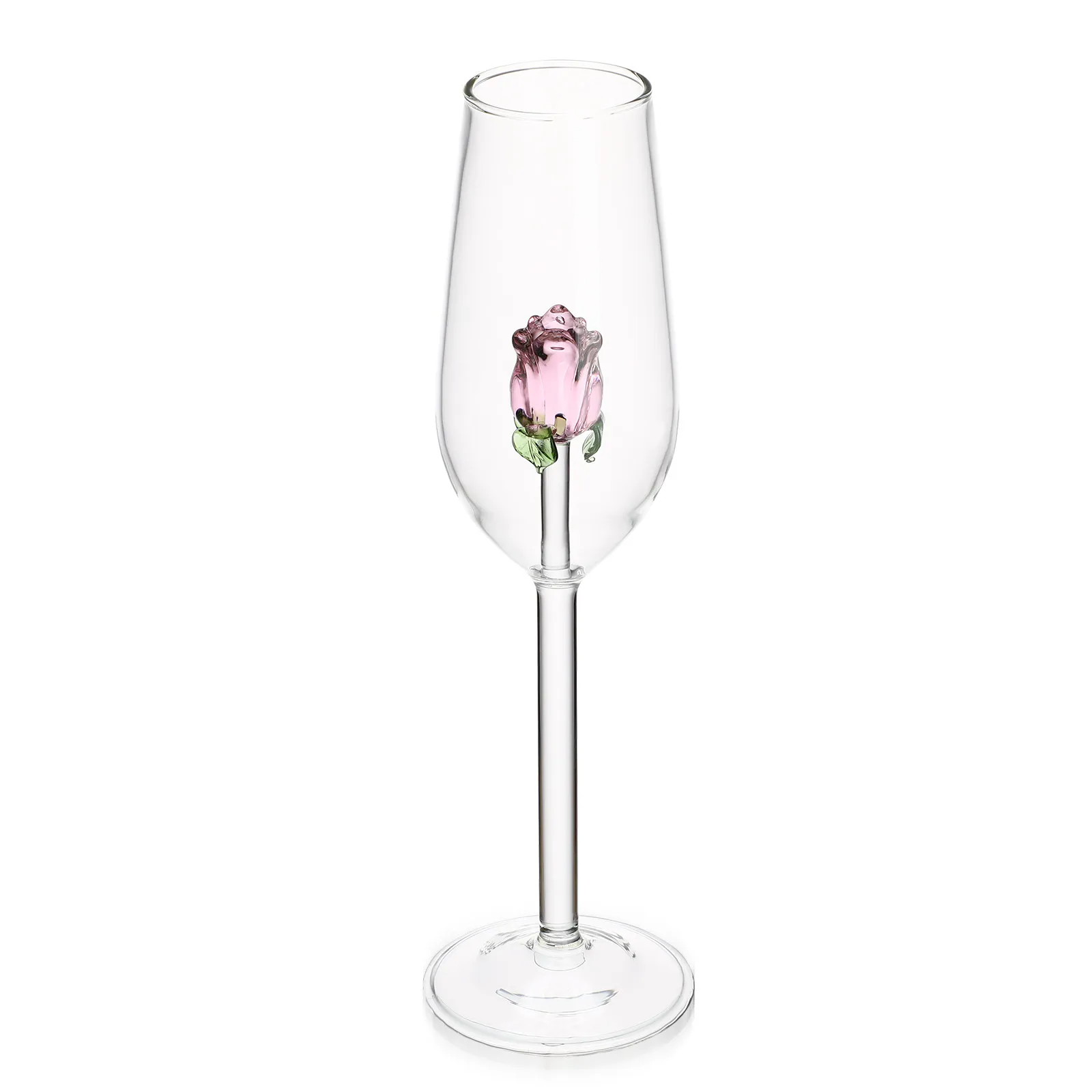 Rose Crystal Glass Goblet Elegant Transparent Red Wine Cup Non Slip Stable Base for Home Office Hotel Party Wedding Gift