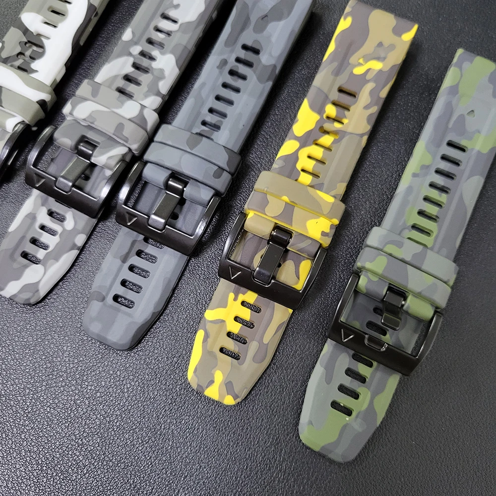 22mm 26mm QuickFit Sports Camouflage Silicone Strap For Garmin Fenix 6X 7X Pro Band For Fenix 6Pro 5Plus Bracelet Watchband