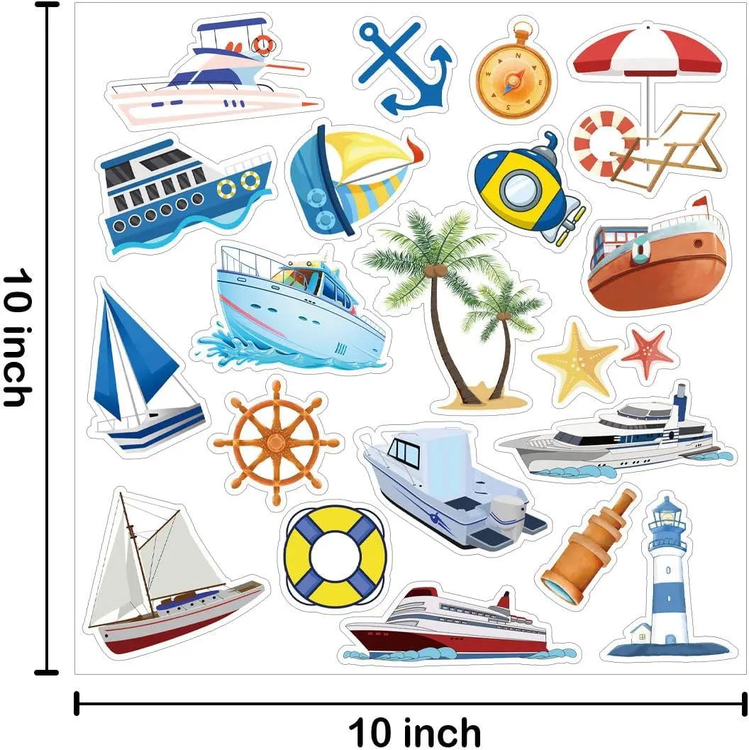 Cruise Thick Gel Clings Window Decals  Removable and Reusable Sea Navigation Ship Car Thick Gel Clings 21Pcs