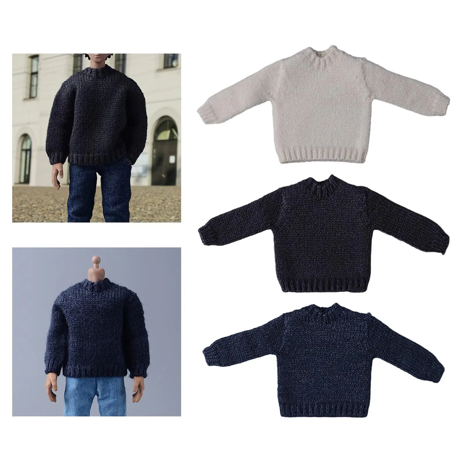 Dollhouse Miniatures Accessories Knit Sweater for 6 Inch Male Action Figures Trendy Doll Clothing Outfit