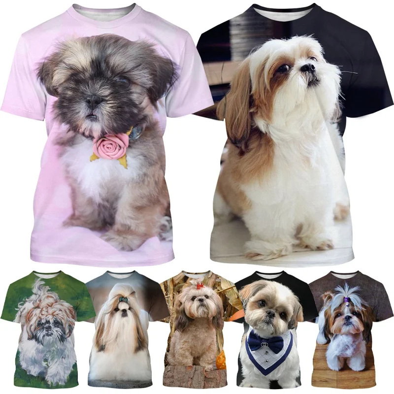 New Fashion ShihTzu 3D Printed T-shirt Animal Dog T-shirt Men and Women Summer Casual Short Sleeved Shirt Top