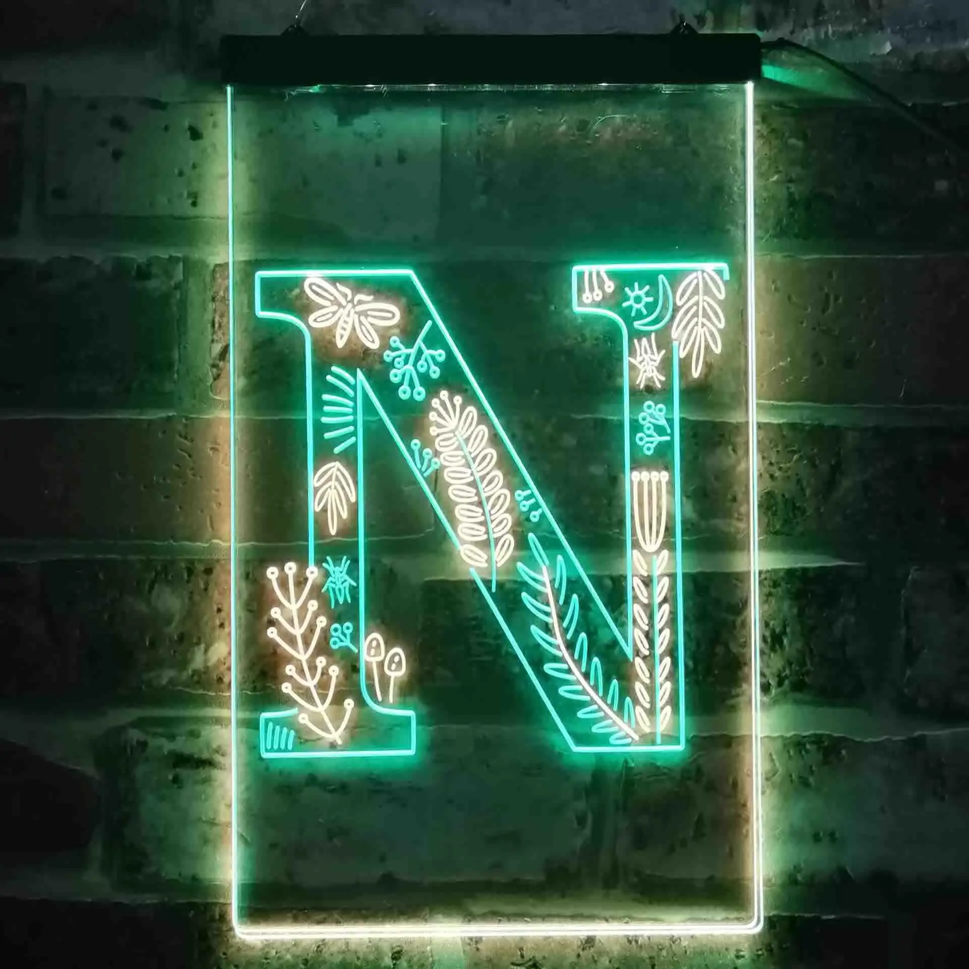 Letter N Initial Monogram Family Name Dual Color Led Neon Sign st6-i3451
