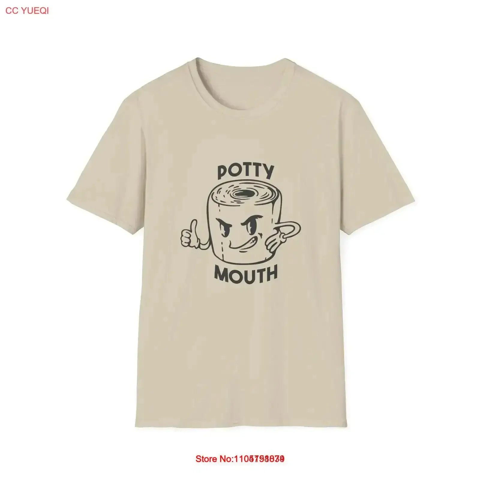 

Funny Potty Mouth T Shirt Cartoon Toilet Paper With Attitude Design vintage Washed Stretched Versatile Soft vintage Washed