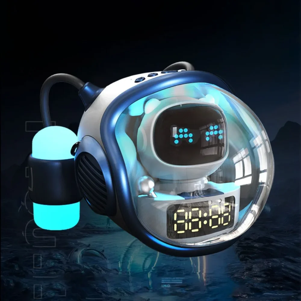 Portable alarm clock with astronaut, wireless Bluetooth speaker, TWS, HiFi, stereo, subwoofer, speaker, home clock, smart speake