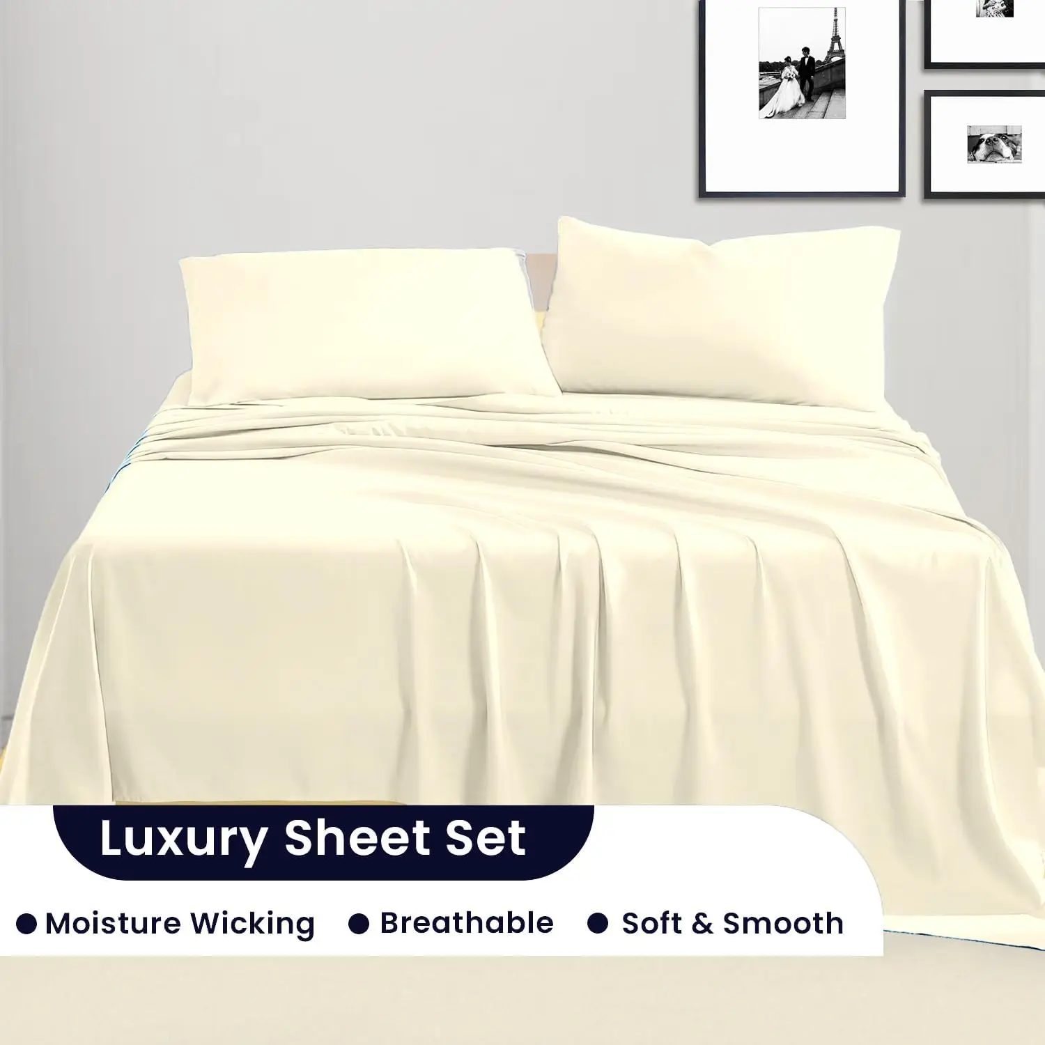 

Sgi Bedding 600 Thread Count 4 Piece 100% Egyptian Cotton Queen Size Sheets Set, 15"" Deep Pocket Sheet Set, Premium,