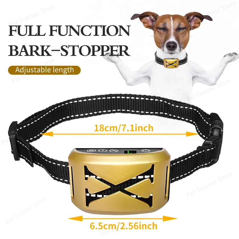 Smart Automatic Anti Barking Dog Collar HD Digital Display IP7 Waterproof Collar For Dog Rechargeable Bark Stopper Barking Stop