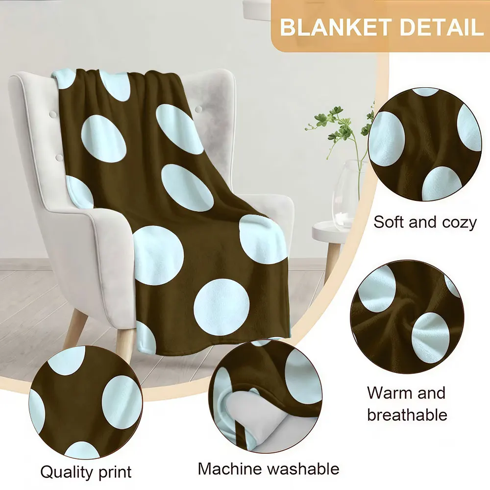 Brown Polka Dot Soft Warm Flannel Blanket Lightweight Cozy Christmas Halloween Home Decor Room