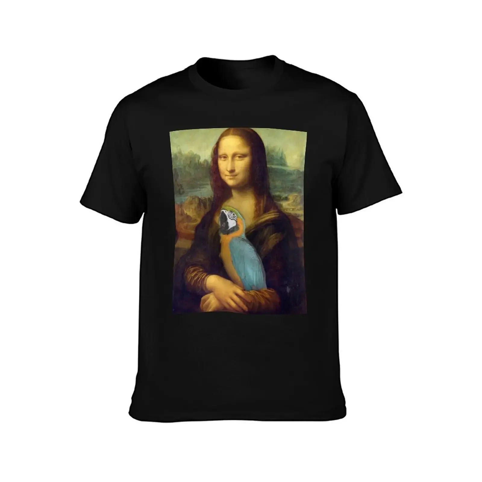 Mona Lisa and Blue Gold Macaw T-Shirt for a boy anime t shirts affliction shirts mens t shirts casual stylish