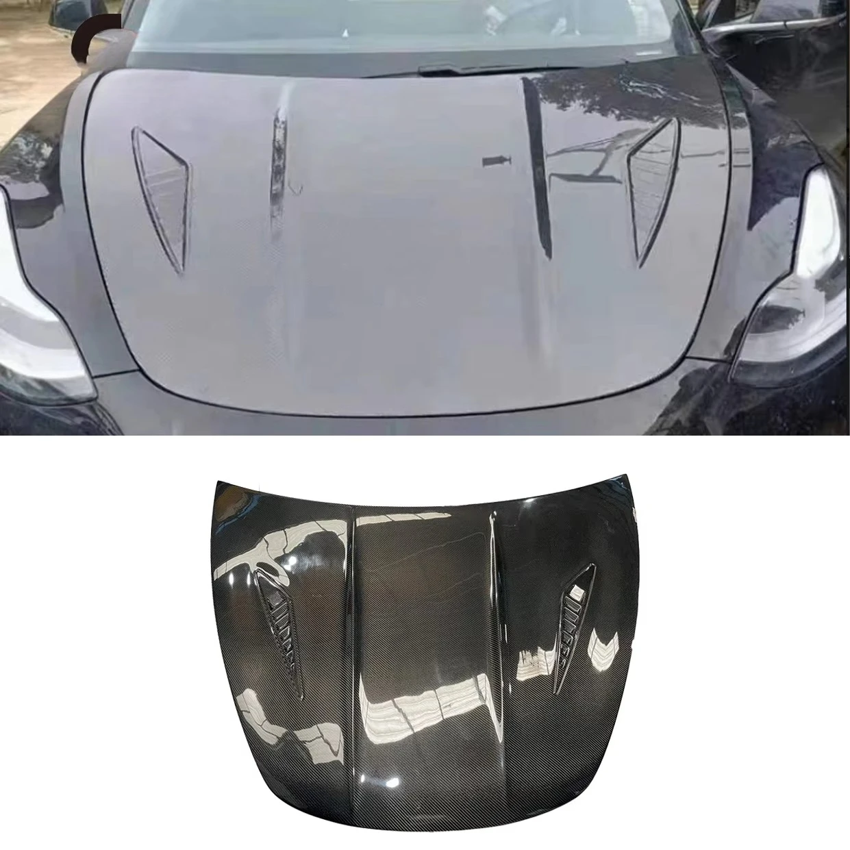 Carbon Fiber Front Hood for  Model 3 Engine Cover Bonnet Body Kit Auto Parts