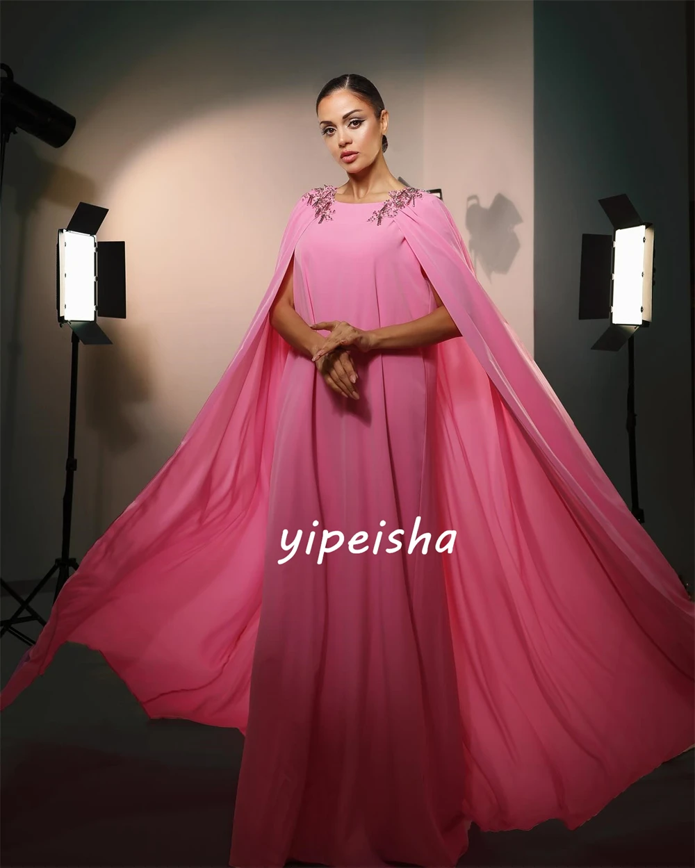 Chiffon Applique Birthday A-line O-Neck Bespoke Occasion Gown Long Dresses