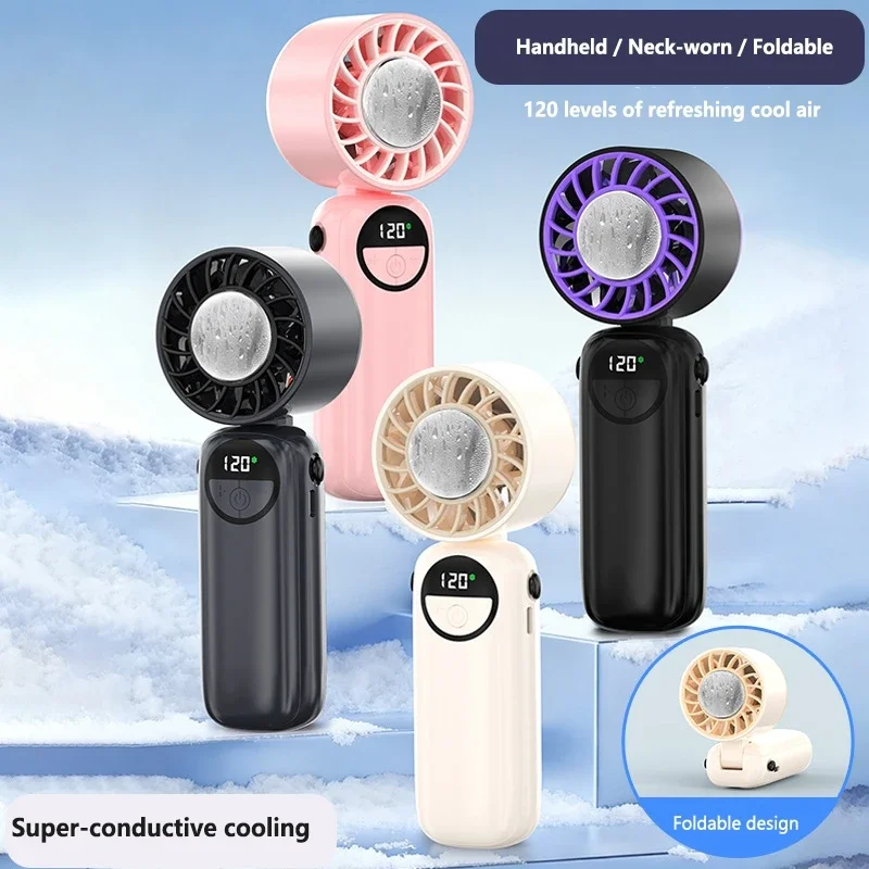Lenovo Portable Handheld Fan Turbo Cooling Air Cooler USB Rechargeable Mini Fan with Ice-Cold for Outdoor Travel Office Desk