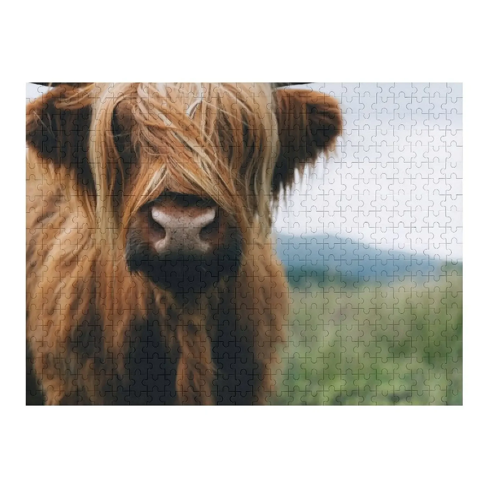 Scottish Highland Cow in Scotland Jigsaw Puzzle Custom With Photo Christmas Gifts Puzzle