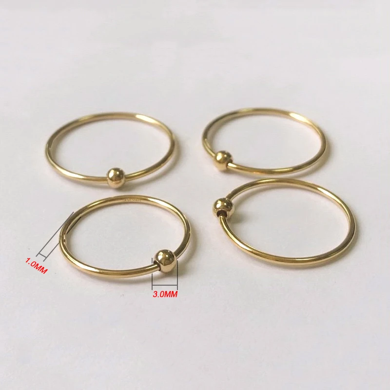 14K Gold Filled 1.0mm Spinner Ring w / 3.0mm Bead Knuckle Ring Anillos Mujer Gold Accessories Bohemian Rings for Women
