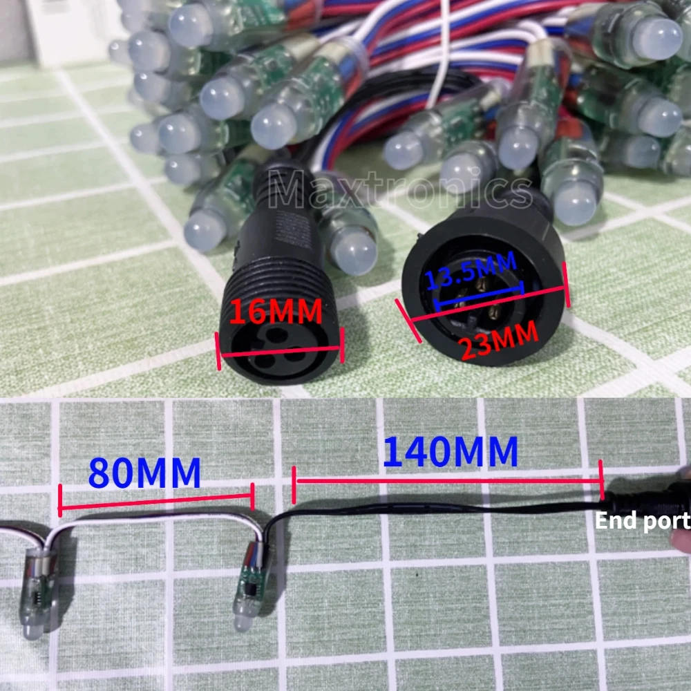 500-1000 sztuk DC12V WS2811 12MM rezystor oświetlenie pikselowe Led 18awg RBW kolorowy drut 13.5MM Connecter pełnokolorowa lampa moduły LED