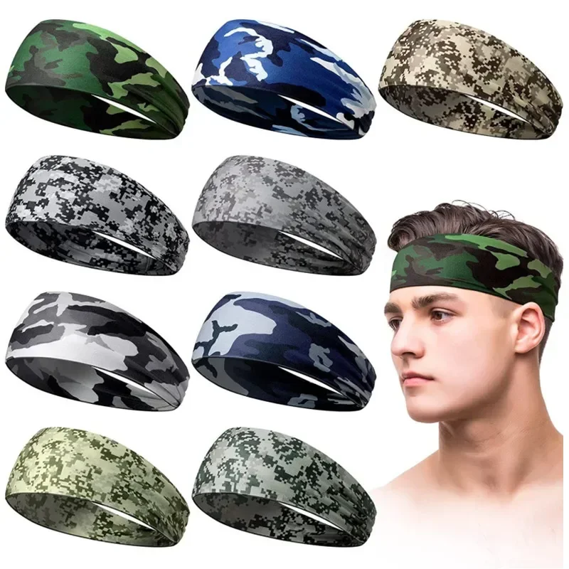 Camouflage Print Herren Sport Stirnband Schweiß band Stretch elastische Fitness Fitness Laufen Kopf wickel atmungsaktive Frauen Yoga Haar bänder