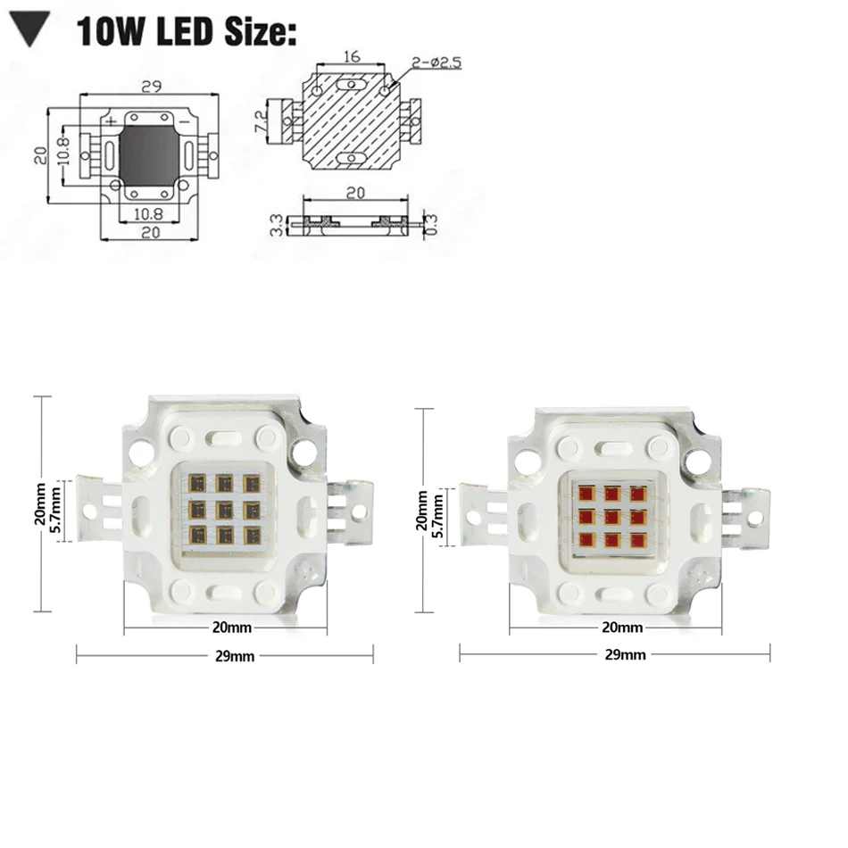 High Power IR 10W LED Chip Infrared COB Integrated 730nm 850nm 940nm Infrared Radiation Bulbs Detect Sensor Laser Flashlight