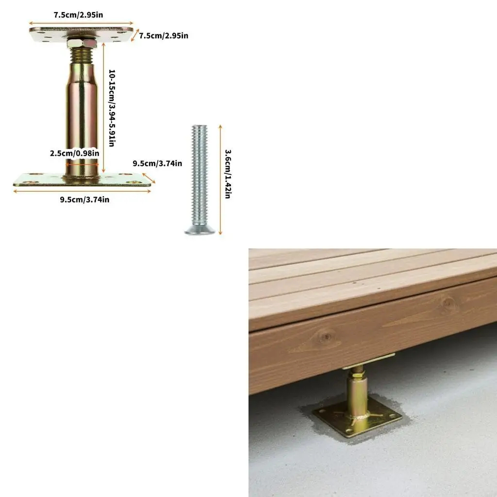 Weatherproof Adjustable Roof Support Brackets Pack of 2 Galvanized Steel Elevated Column Mounts for Structural Stability