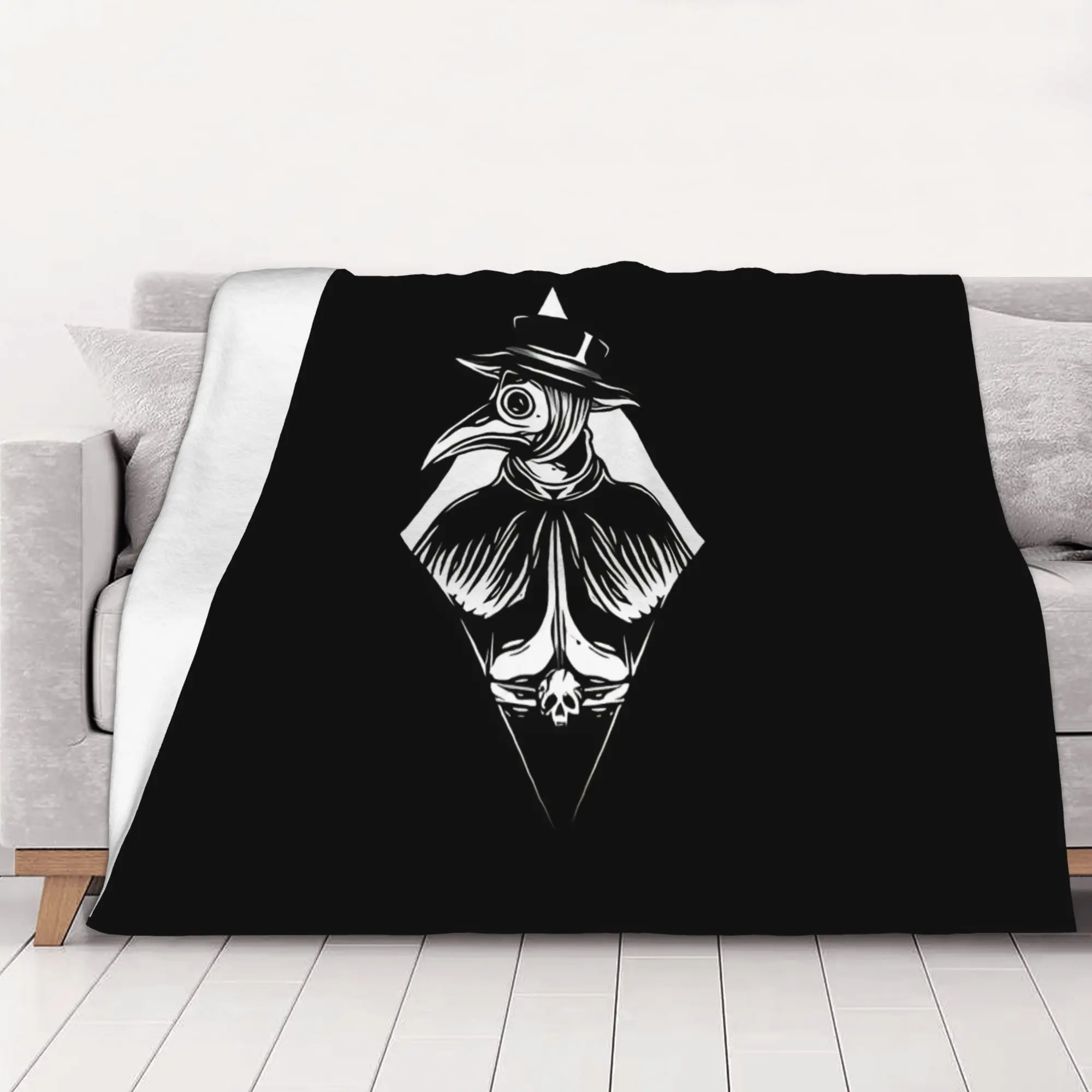 1PC home Cutecore Plague Doctor Black And White Diamond Plague Doctor Blanket Super Cosy Plush Home Living Room Sofa halloween