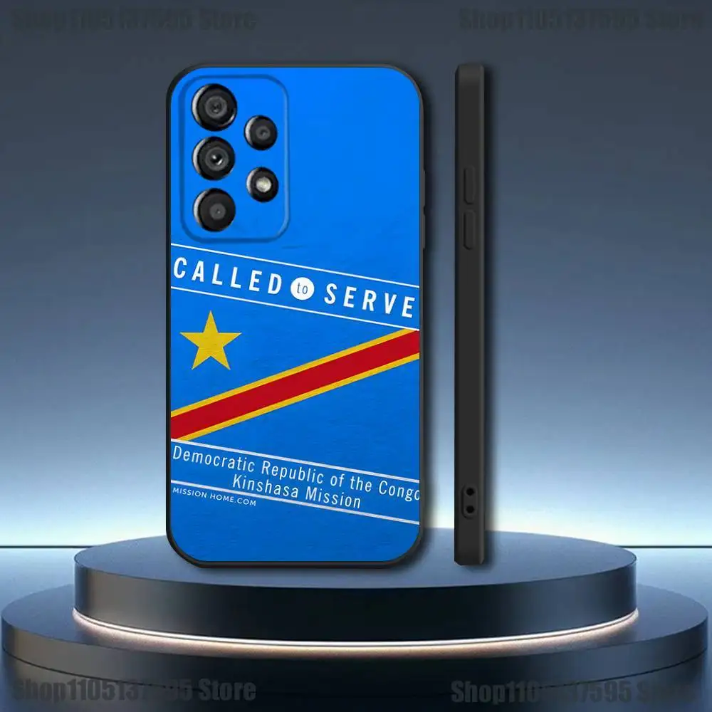 Custodia per telefono con bandiera del Congo della Repubblica Democratica per Samsung Galaxy A91,80,73,72,71,53,52,51,22,5G Cover nera morbida antiurto