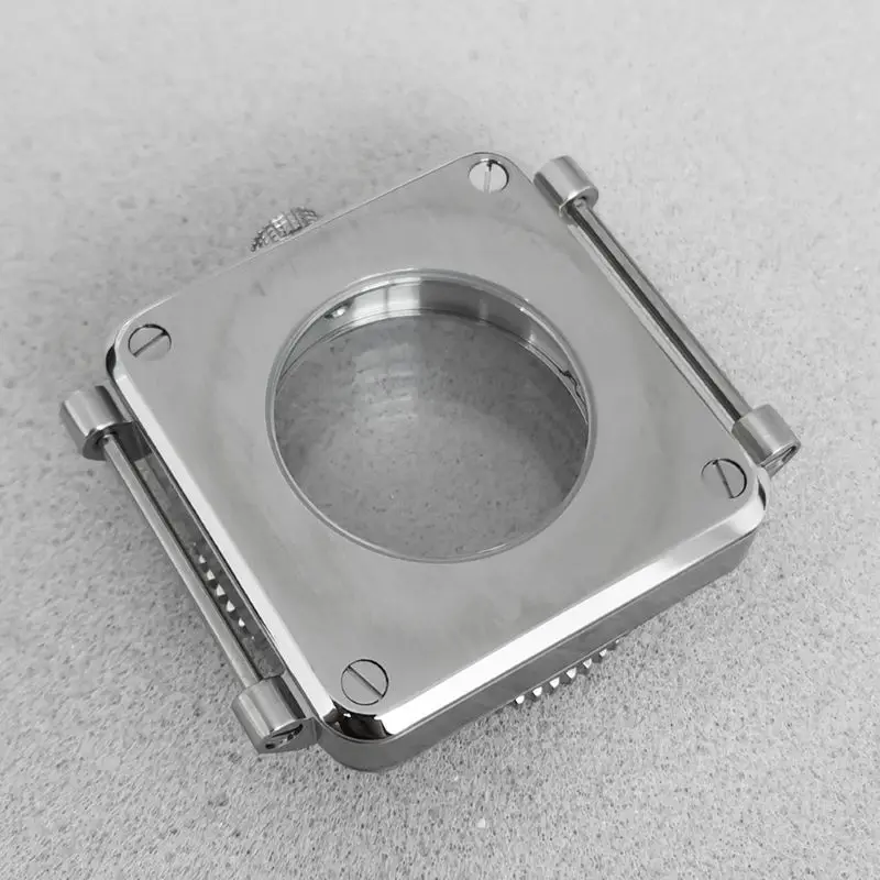 42mm Silver Square Watch Cases Sapphire Glass Fits NH35 NH36 7S Movements 28.5mm Dial Waterproof Watch Repair and Replace