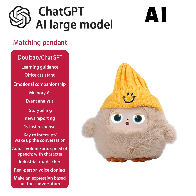 AI Plush Toy W/Smart Voice&LED Eyes,Interactive Companion for Kid/Adult‌Gift-ReadyRechargeable E-Pet open up fun life W/Tuya App