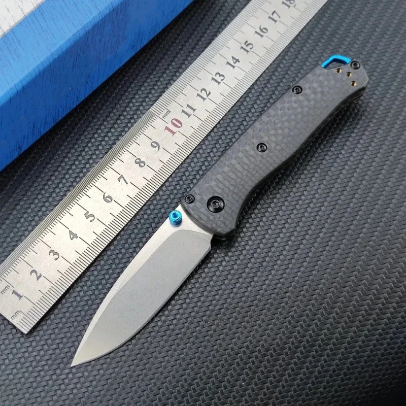 Mini BM 533-3 EDC Folding Knife Carbon Fiber Handle Stone Wash S90V Blade Camping Self Defense Fishing Hunting Pocket Knives