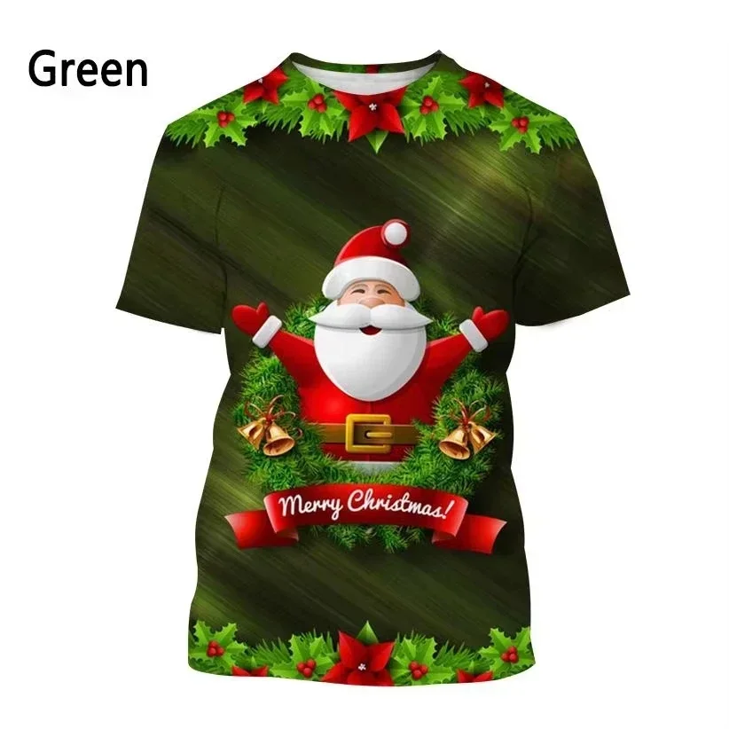 Divertente Natale T-shirt Da Uomo Top 3D Stampato Babbo Natale Manica Corta Per Uomo Uomo Casual Hip Hop T-shirt Da Uomo T-shirt