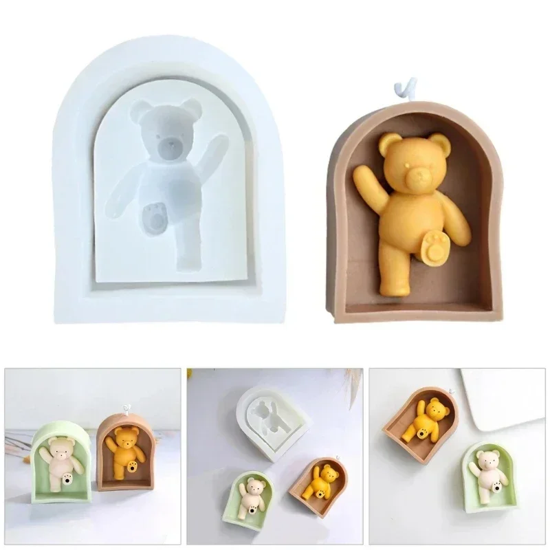 1 Stück 3D Niedlicher Bär Silikonform DIY Kreative Duftkerzen- und Schokoladenform für Bastelarbeiten und Dekoration