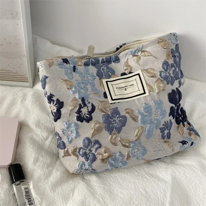 Borsa per cosmetici da viaggio Borsa per il lavaggio in tela da donna di moda Borsa per cosmetici da toilette di grande capacità Borsa con cerniera