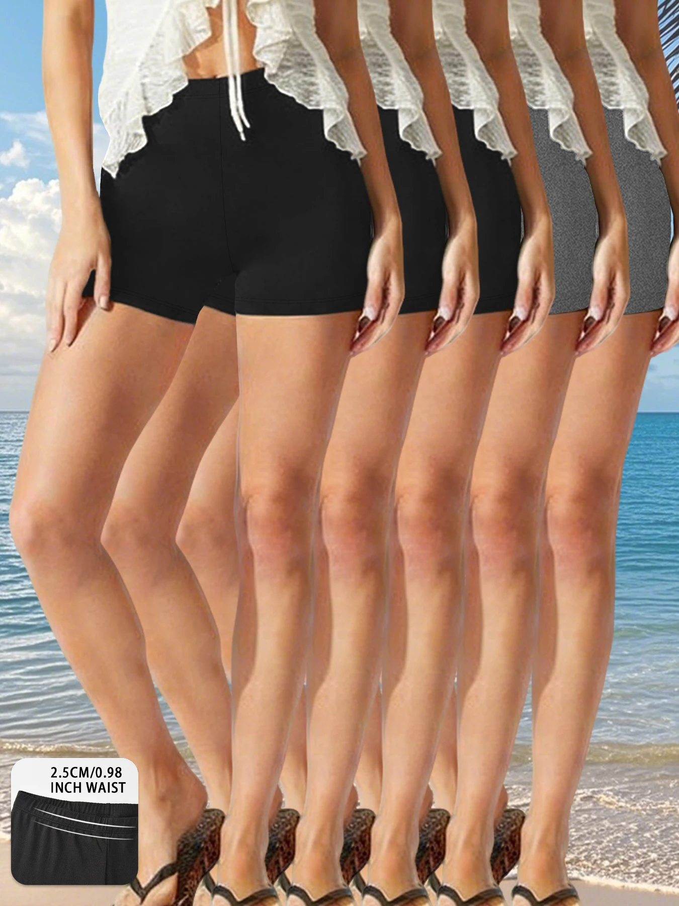 

Набор из 5 супермягких велосипедных шорт для женщин, непрозрачные, для тренировок, бега, йоги, спортивные шорты, длина штанин 2 дюйма.