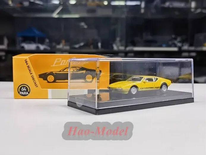 PARA 1:64 For De Tomaso pantera 1972 Alloy Diecast Car Model Toys Boys Birthday Gifts Hobby Display Collection Simulation Yellow