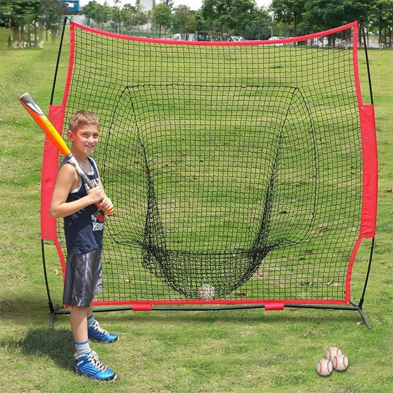 

Practice Baseball Batting Net Indoor Outdoor Black Softball Net Triangle Support Detachable Pitcher Blocking Net Outdoor