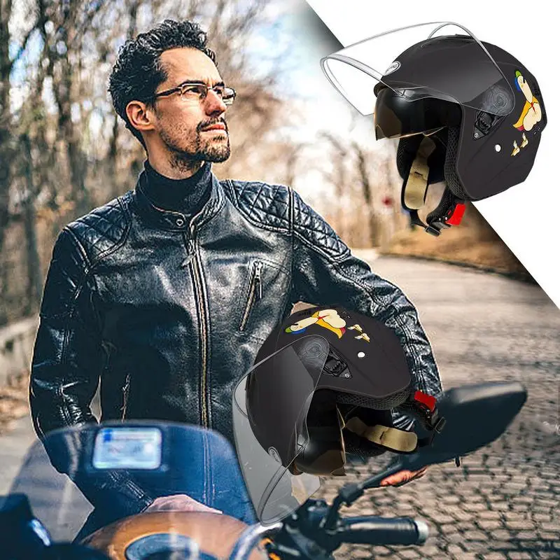 Motorcycle Headgear Head Protector Motorcycle Headgear Safety Face Cycling Hats 3/4 Open Face Headgear Electric Motorcycle