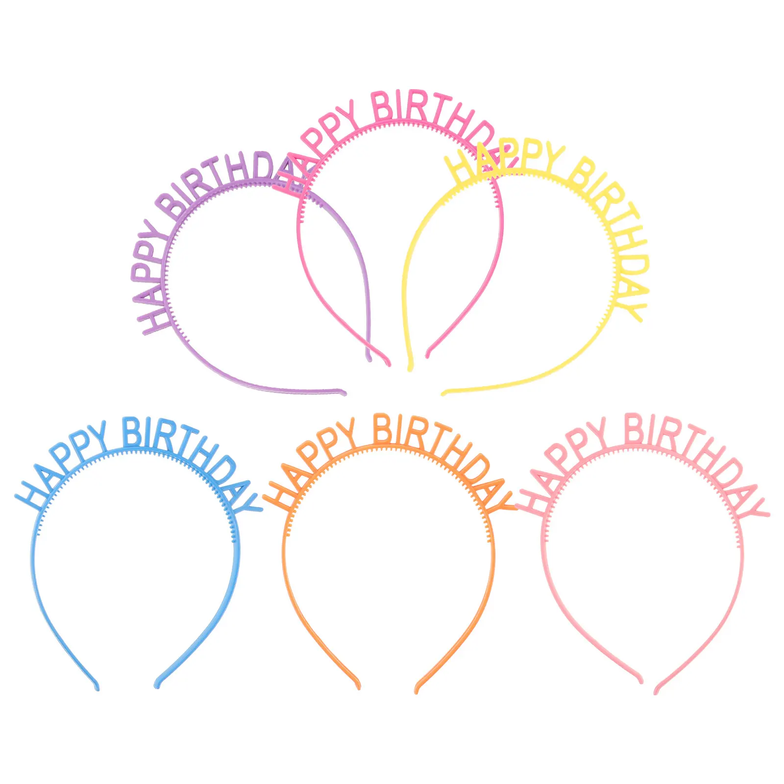 

6 Pcs Plastic Birthday Headband for Children Kids Party Photo Props Creative Design Comfortable Hair Accessory Fits Most